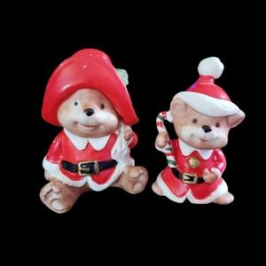 Homco Christmas Bears Animal Figurine Set of 2